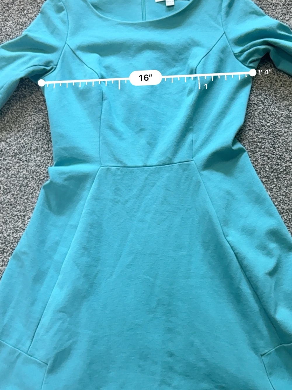 Boden Alice Ponte Fit & Flare Dress Turquoise Scoop Neck US 4R - Picture 4 of 9